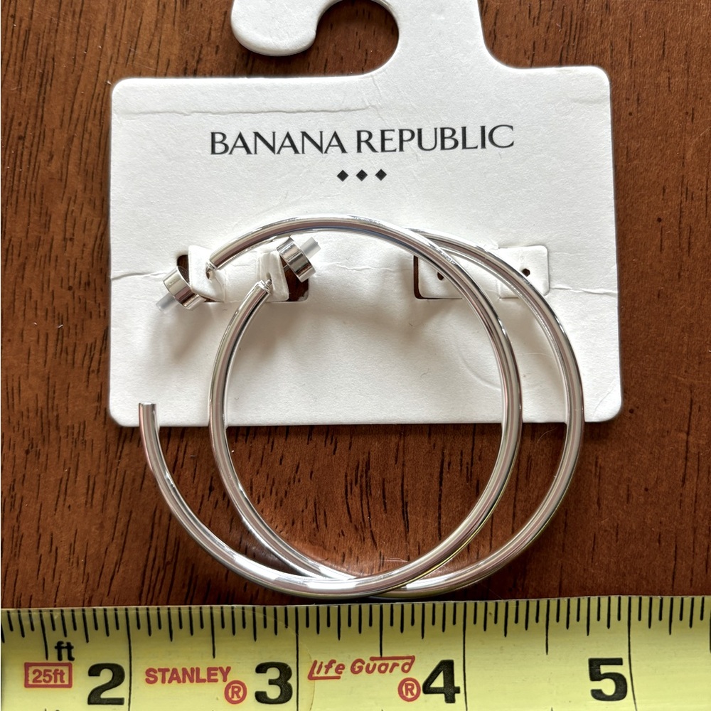 Banana Republic 60 mm silver hoop earrings.
